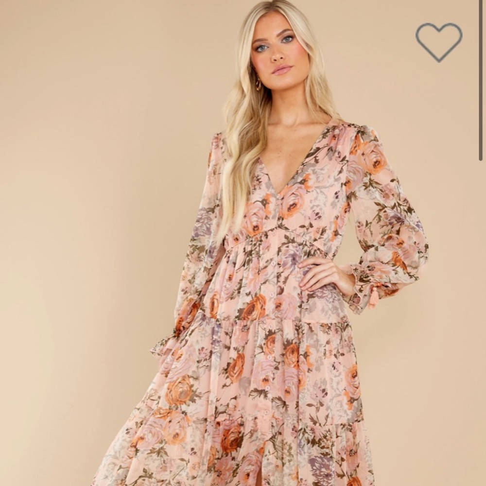 NWT Showing Off Peach Floral Maxi Dress- Large